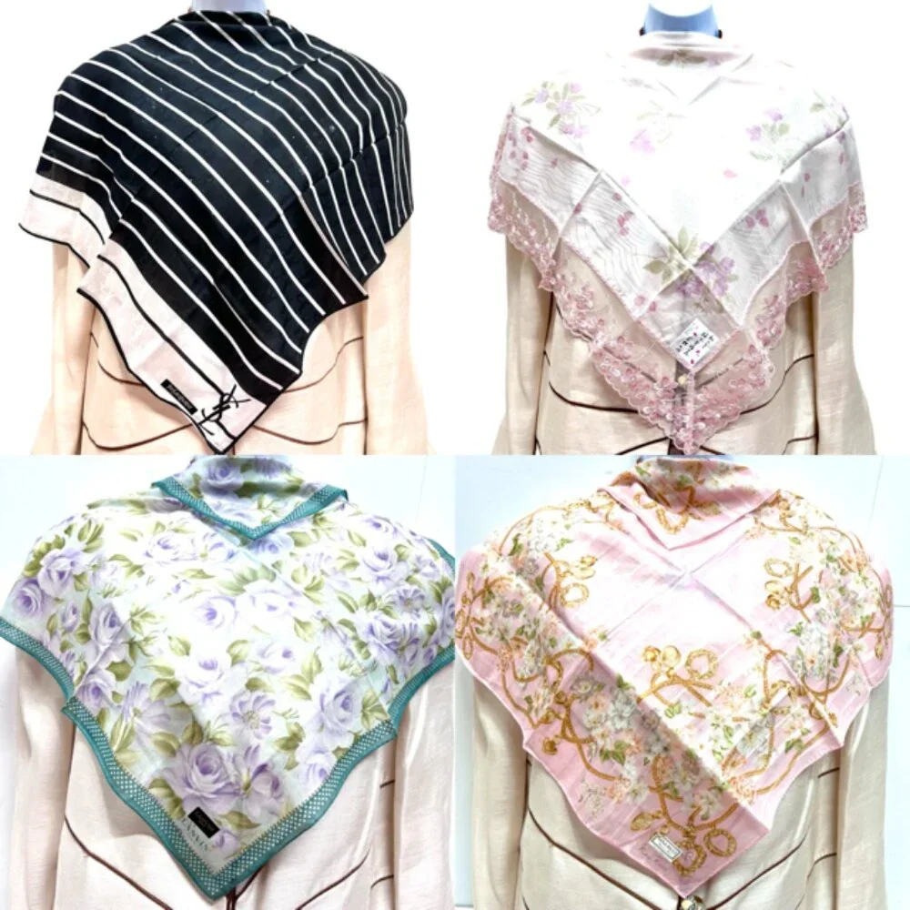 BUNDLE 4:   YSL-LANVIN-NINA RICCI-JP  MiniScarf/Handker Cotton/Silk 25